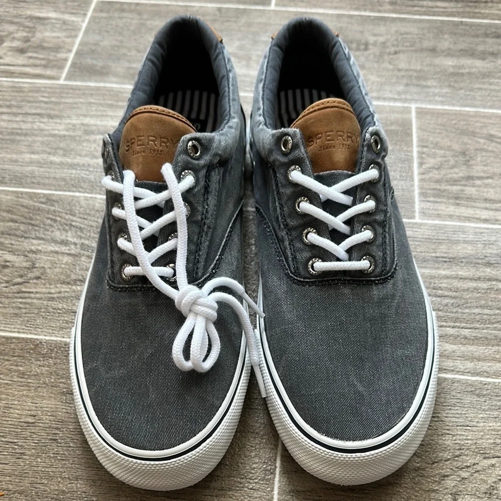 Sperry Gray and Brown Sneakers with Canvas Upper